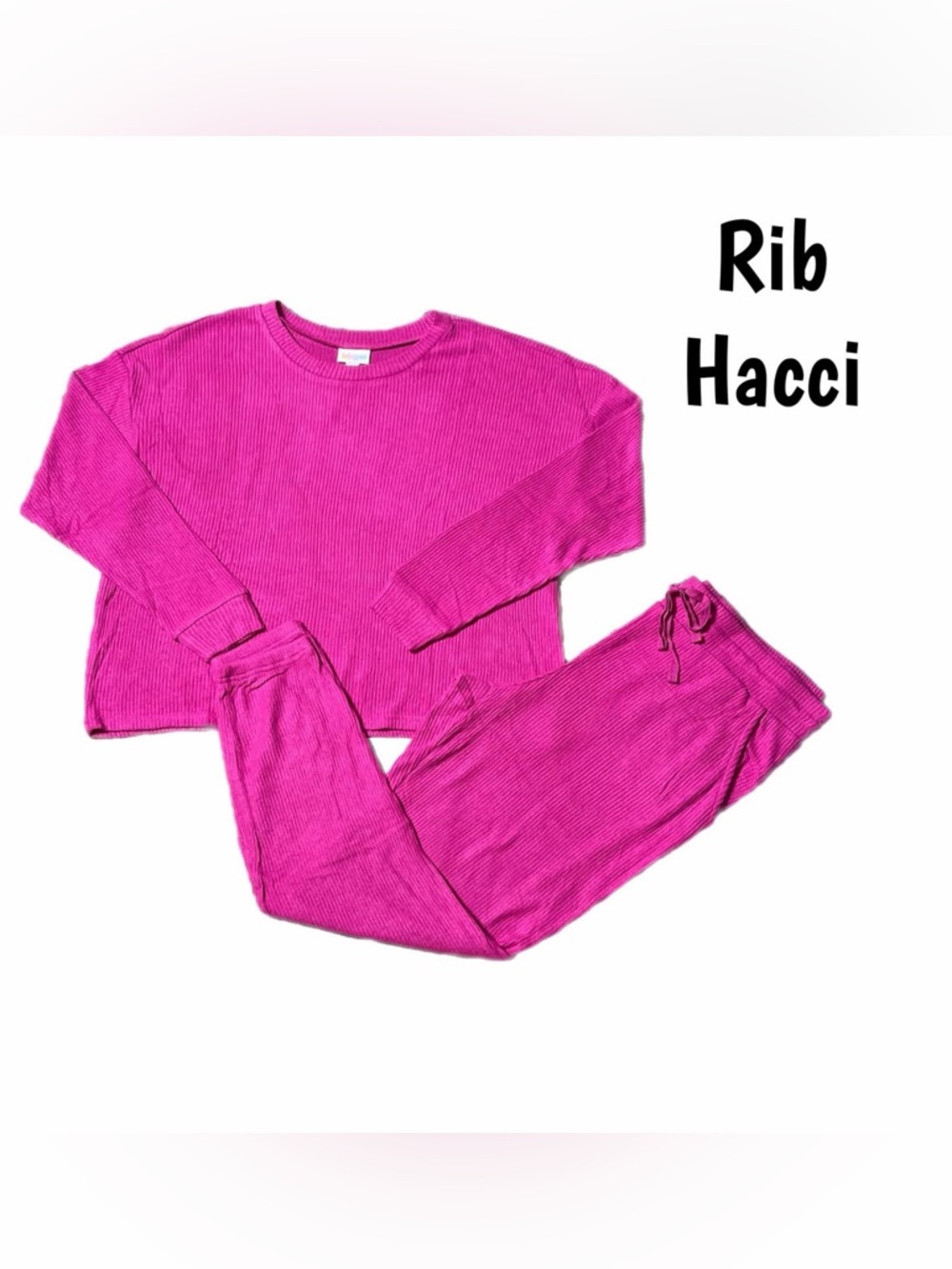 LuLaRoe Lulu Ribbed Hacci Pajama Set - Bright Magenta Pink